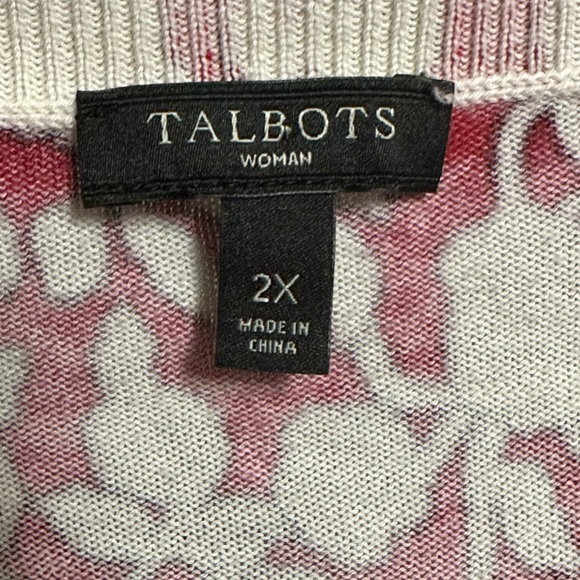 Talbots Women's Red Floral Cotton Cardigan Sweater Size 2X - Picture 4 of 4